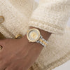 Γυναικείο Ρολόι Guess Δίχρωμο με Κρύσταλλα και Logo Dial
