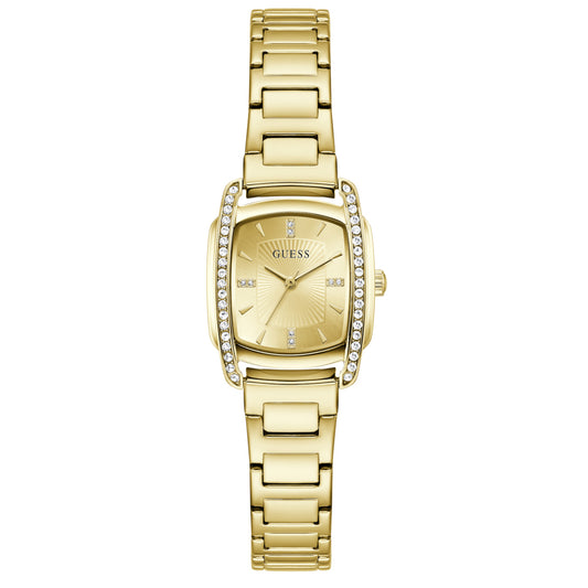 Ρολόι Γυναικείο Guess Crystal Frame Χρυσό με Χρυσό Καντράν και Κρύσταλλα GW1096L2