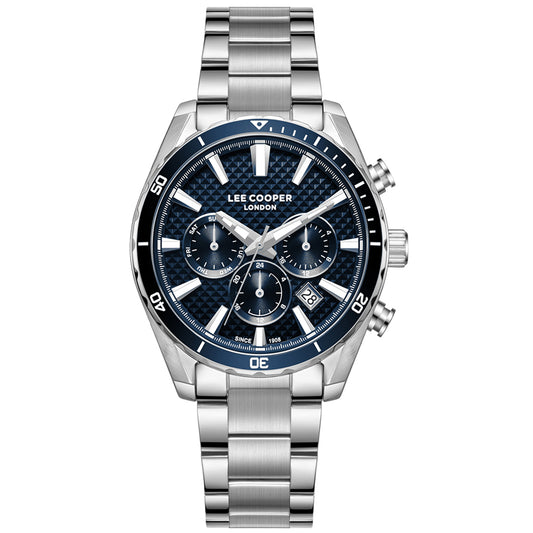 Ρολόι Ανδρικό Lee Cooper Ασημί με Μπλε Καντράν LC08418.390