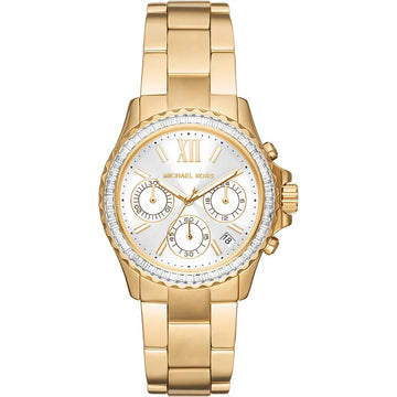 Ρολόι γυναικείο Michael Kors Everest Chronograph MK7212 με μπρασελέ και ασημί καντράν