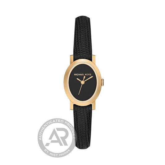 Γυναικείο Ρολόι Michael Kors με Μαύρο Δερμάτινο Λουράκι & Χρυσή Κάσα