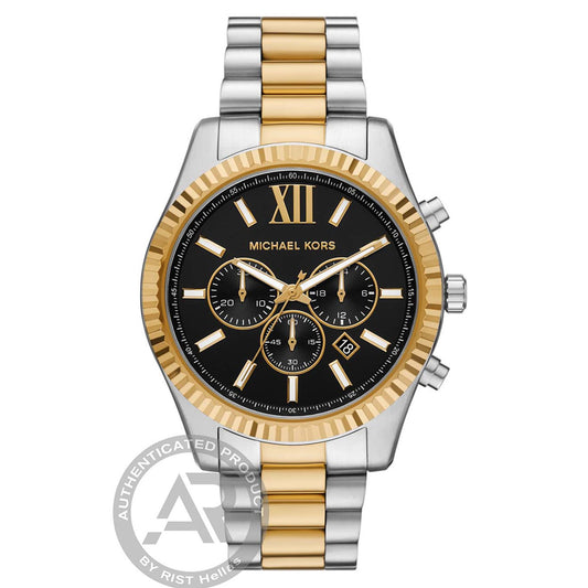 Ρολόι Ανδρικό Michael Kors Lexington Δίχρωμο Ασημί Χρυσό με Μαύρο Καντράν και Χρονογράφο MK9207