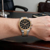 Ρολόι Ανδρικό Michael Kors Lexington Δίχρωμο Ασημί Χρυσό με Μαύρο Καντράν και Χρονογράφο MK9207
