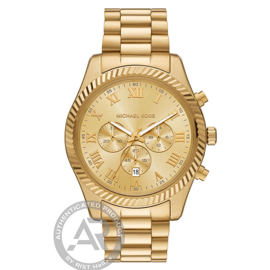 Ρολόι Ανδρικό Michael Kors Lexington Χρυσό με Χρυσό Καντράν και Χρονογράφο MK9276