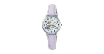 Ρολόι Q&Q Kids Purple Leather Strap Q58A-012PY