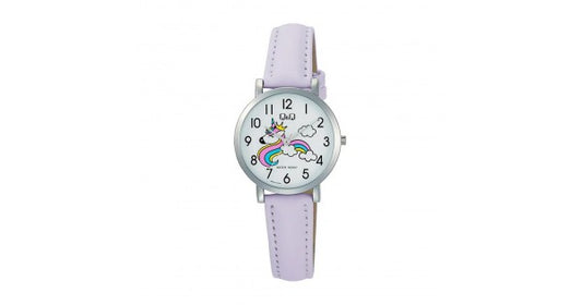 Ρολόι Q&Q Kids Purple Leather Strap Q58A-012PY
