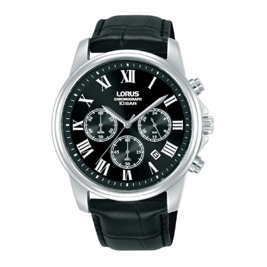Ανδρικό Ρολόι Lorus Chronograph με Μαύρο Δερμάτινο Λουράκι