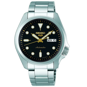 Ρολοί ανδρικό Seiko 5 Sports Automatic SRPE57K1F με μπρασελέ και μαύρο καντράν