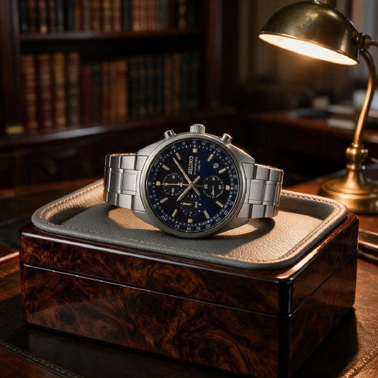 Ρολόι Ανδρικό Seiko Χρονογράφος Μπλε Καντράν SSB377P1