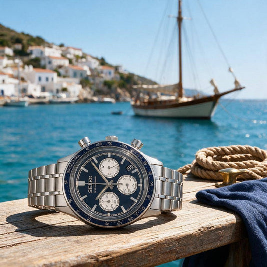 Ρολόι Ανδρικό Seiko Χρονογράφος Μπλε Καντράν SSB477P1