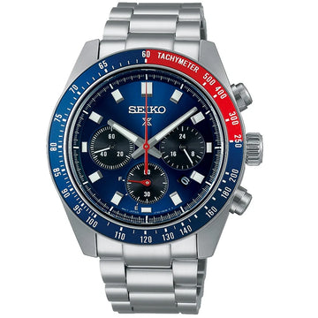 Ρολόι ανδρικό Seiko Prospex Speedtimer Solar Χρονογράφος SSC913P1 με μπρασελέ και μπλε καντράν