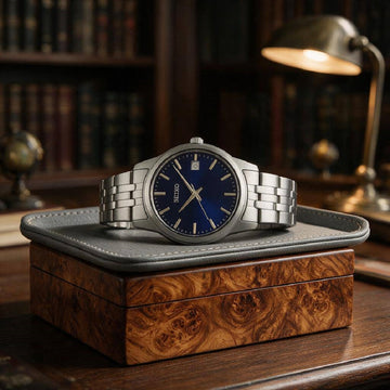 Ρολόι Ανδρικό Seiko Ασημί με Μπλε Καντράν SUR399P1