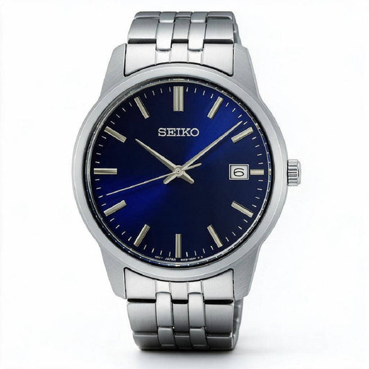 Ρολόι Ανδρικό Seiko Ασημί με Μπλε Καντράν SUR399P1