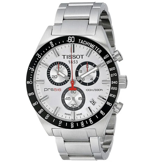 Ρολόι ανδρικό Tissot T-Sport PRS 516 T044.417.21.031.00 με μπρασελέ και ασημί καντράν