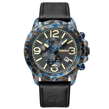 Ρολόι ανδρικό Timberland Ashbrook TBL15474JSBL61 Chronograph με δερμάτινο λουρί και μαύρο καντράν