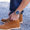 Ρολόι Ανδρικό Timberland Ασημί με Μπλε Καντράν & Καφέ Δερμάτινο Λουράκι TDWGB0109801