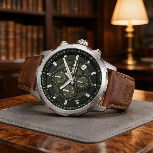 Ρολόι Ανδρικό Timberland Chronograph Ασημί με Πράσινο Καντράν TDWGC0109102