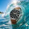 Ρολόι Ανδρικό Timberland Chronograph Ασημί με Καφέ Δερμάτινο Λουράκι TDWGC0109301