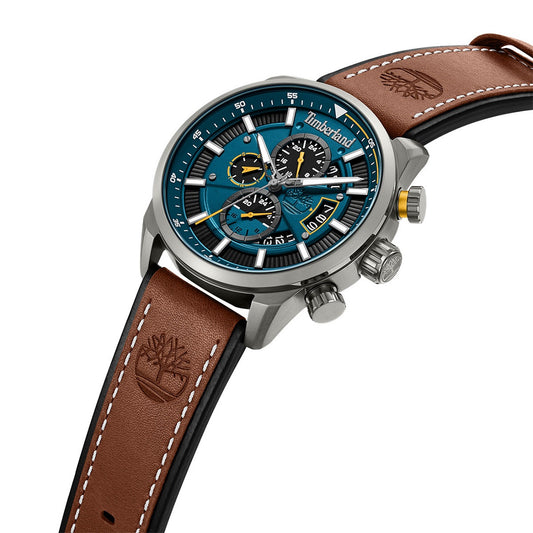 Ρολόι TIMBERLAND Calahan Dual Time Brown Leather Strap TDWGF0095401