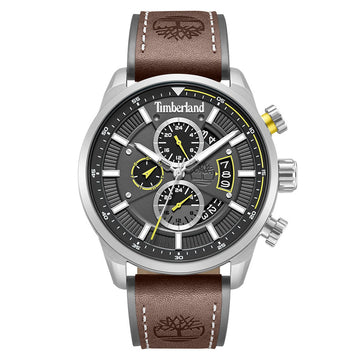 Timberland Ανδρικό Ρολόι Chronograph Multi-Function με Δερμάτινο Λουράκι & Γκρι Καντράν