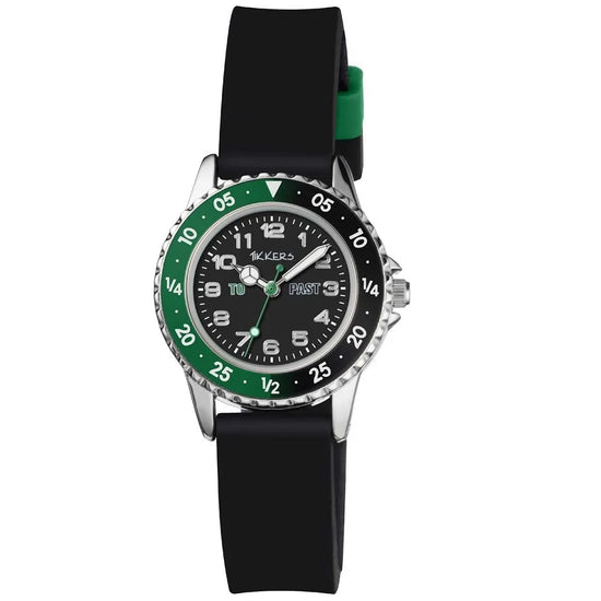 Tikkers Boys Black Silicone Strap Time Teacher Watch TK0139