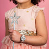 Tikkers Girls Light Pink PU Strap Fairy καντράν &amp; Star Charm Watch TK0189
