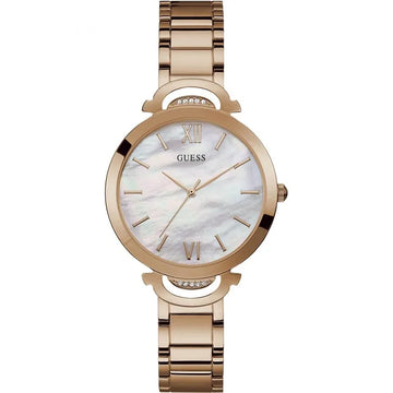 Ρολόι γυναικείο Guess Mop W1090L2 με μπρασελέ και λευκό φιλντισένιο καντράν