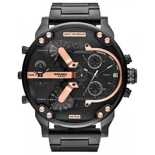 Ρολόι ανδρικό Diesel Mr. Daddy 2.0 Chronograph DZ7312 με μπρασελέ και μαύρο καντράν