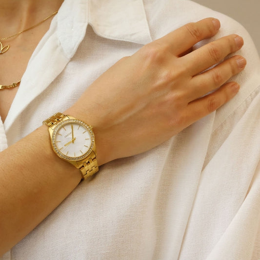 Gregio Supernova Crystals Gold Stainless Steel Bracelet
