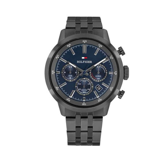 Tommy Hilfiger Ανδρικό Ρολόι Chronograph Μαύρο με Μπλε Καντράν 1710755